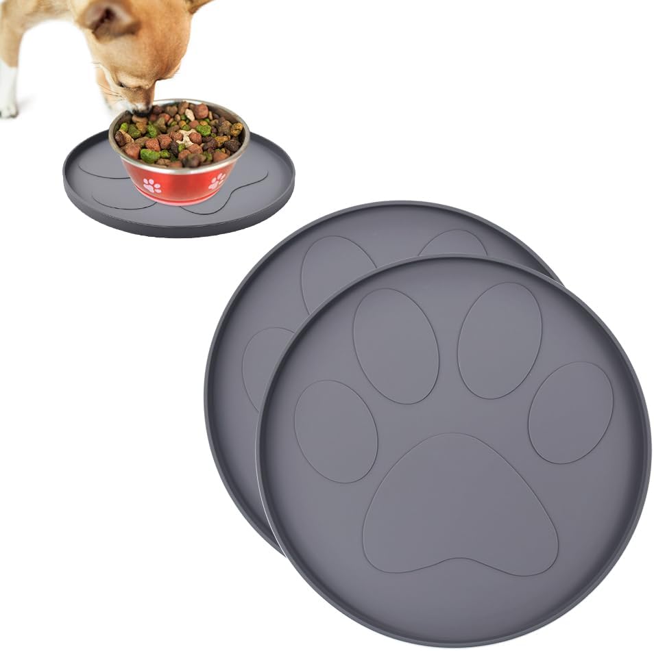 HEKOBAG 2 Alfombrilla comedero Perro, tapete de Comida para Gatos, Alfombra comedero Perro, tapete Impermeable Perro Antideslizante, Alfombra comedero Gato con Borde para Comederos De Perros Y Gatos