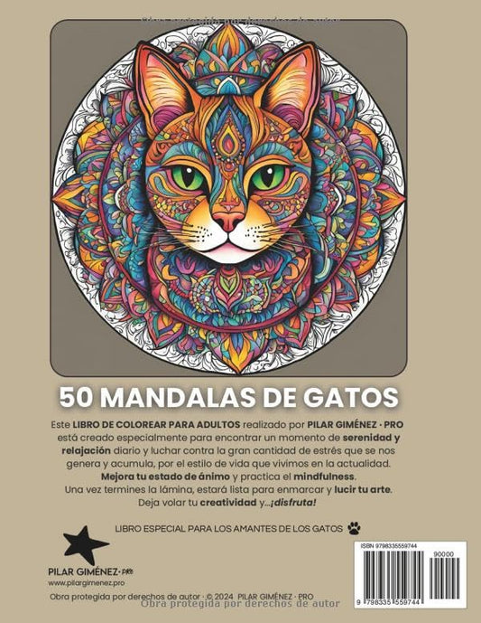 MANDALAMANIA · LIBRO DE COLOREAR PARA ADULTOS | 50 Láminas para colorear de GATOS MANDALA · Mejora tu estado de ánimo y practica el MINDFULNESS | ... EDICIÓN: IDEA DE REGALO · MEDITACIÓN CREATIVA
