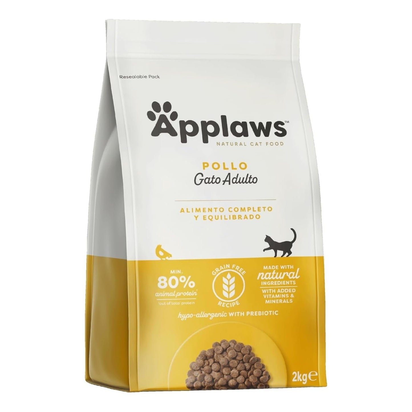 Applaws Alimento Seco Natural sin Granos para Gatitos, Pollo Natural - Bolsa Resellable de 2 kg