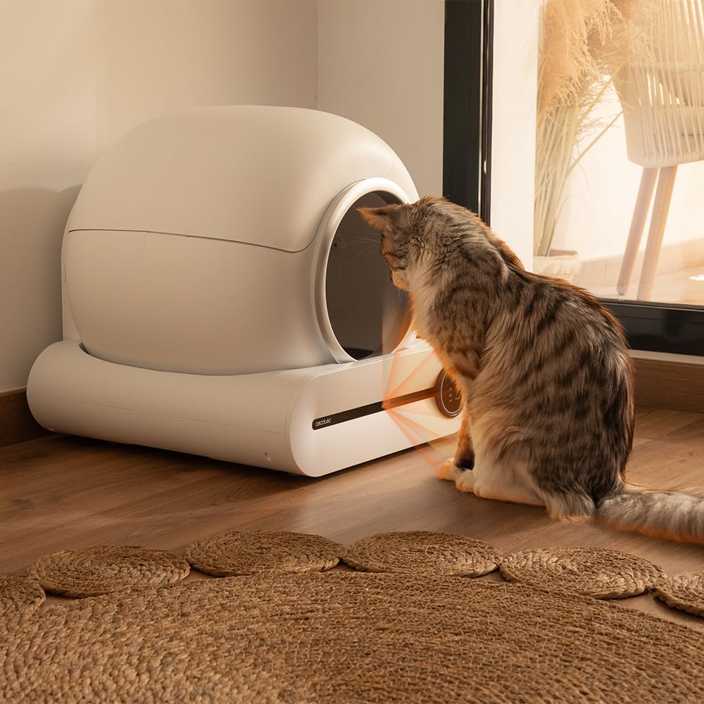 Cecotec Arenero Gatos Autolimpiable Pumba 8500 CleanKitty Smart. Triple Sistema de Desodorización, Control por WiFi y Pantalla, Silencioso y Seguro con Sensor de Infrarrojos, Cubo Interior 65L