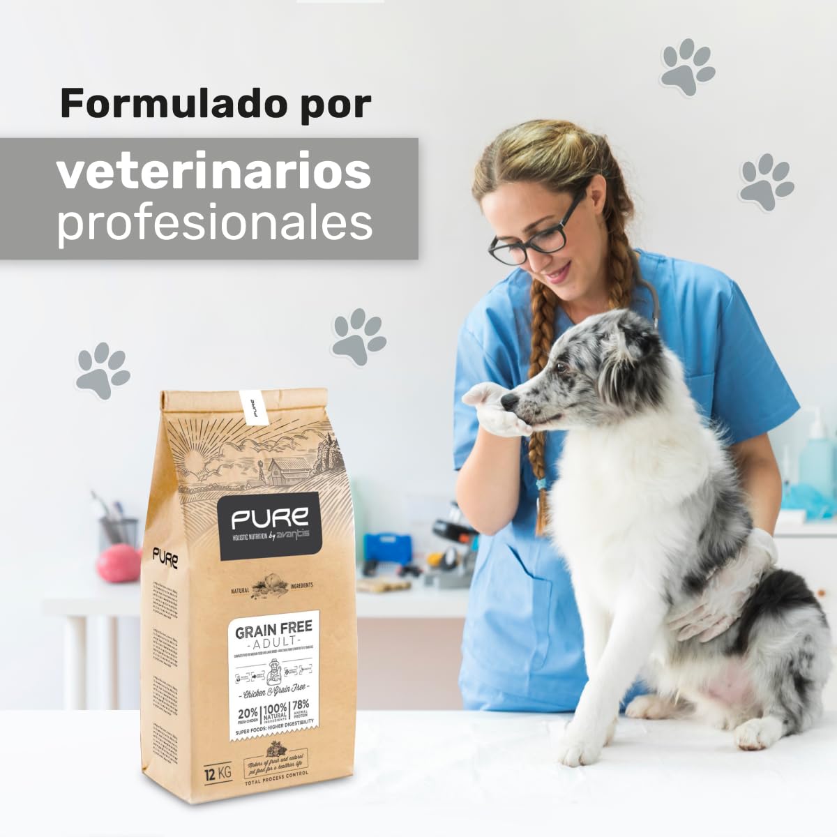 Avantis Pet Pure Grain Free Adult - Pienso para Perros Adultos de Todas Las Razas - 2 kg - Comida 100% Completa y Equilibrada - con Pollo y sin Cereales para Perros con Intolerancia y Alergia