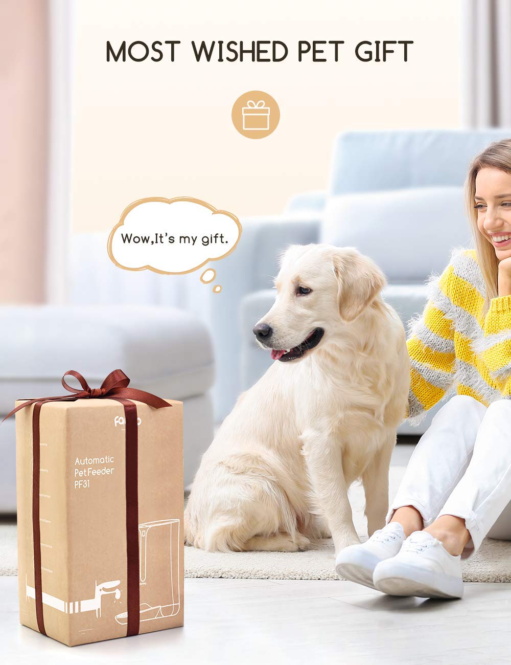 Faroro Comedero Gato Automatico WiFi, 3MP HD Cámara con Visión Nocturna, 4L Alimentador para Perros/Gatos con Audio Bidireccional, App Control, Detección de Movimiento y Fuente de Alimentación Dual