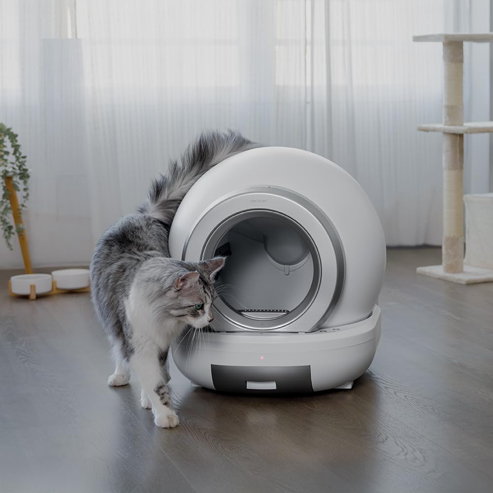 Cecotec Arenero Gatos Autolimpiable Pumba 8500 CleanKitty Smart. Triple Sistema de Desodorización, Control por WiFi y Pantalla, Silencioso y Seguro con Sensor de Infrarrojos, Cubo Interior 65L