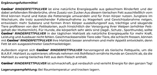 Canina Polvo de Grasa bovina Pharma, 250 g