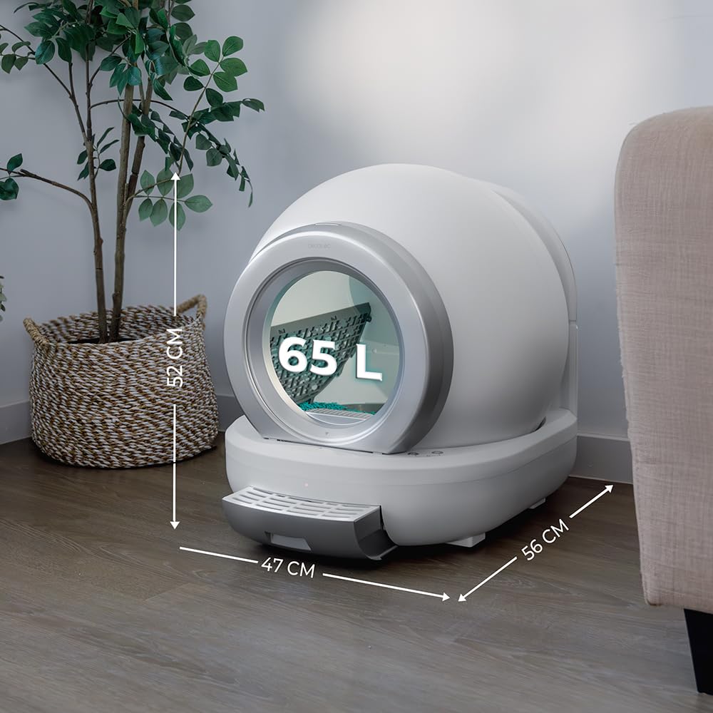 Cecotec Arenero Gatos Autolimpiable Pumba 8500 CleanKitty Smart. Triple Sistema de Desodorización, Control por WiFi y Pantalla, Silencioso y Seguro con Sensor de Infrarrojos, Cubo Interior 65L
