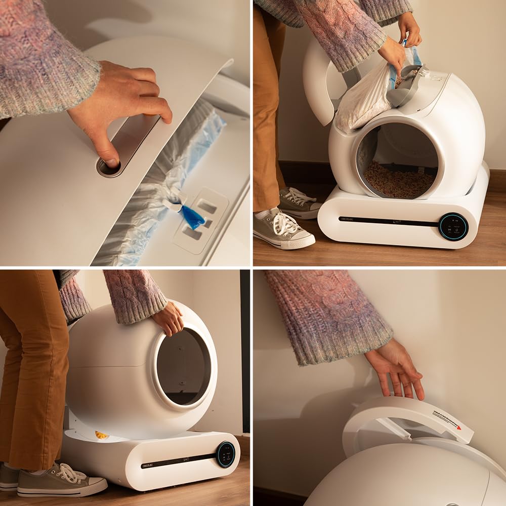 Cecotec Arenero Gatos Autolimpiable Pumba 8500 CleanKitty Smart. Triple Sistema de Desodorización, Control por WiFi y Pantalla, Silencioso y Seguro con Sensor de Infrarrojos, Cubo Interior 65L