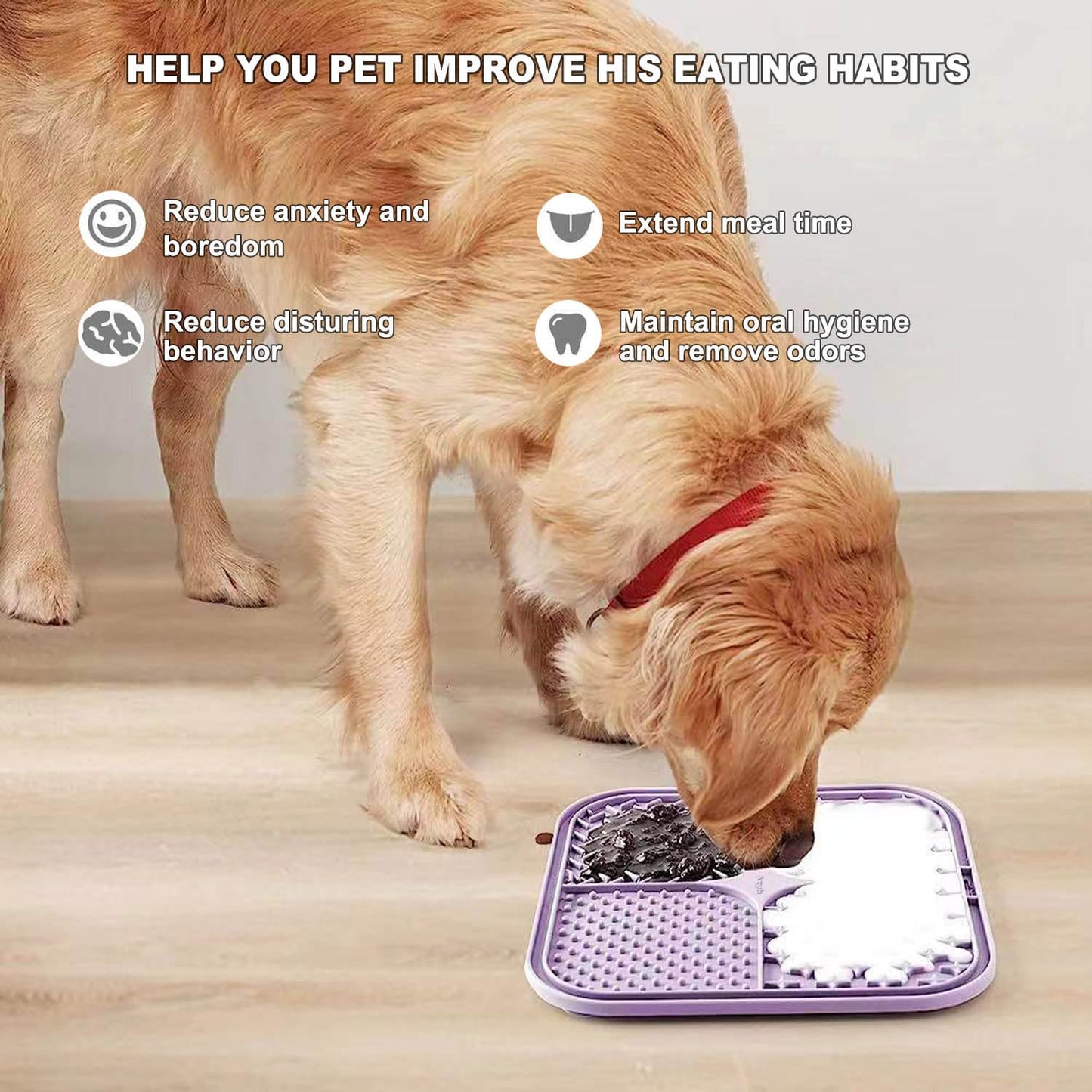 Azyh 2 Alfombrillas para Lamer Perros y Gatos Con Ventosas, Alimentador Lento para Aliviar la Ansiedad, Juguetes, Tapete de Alimentación para Mantequilla, Yogur, Maní