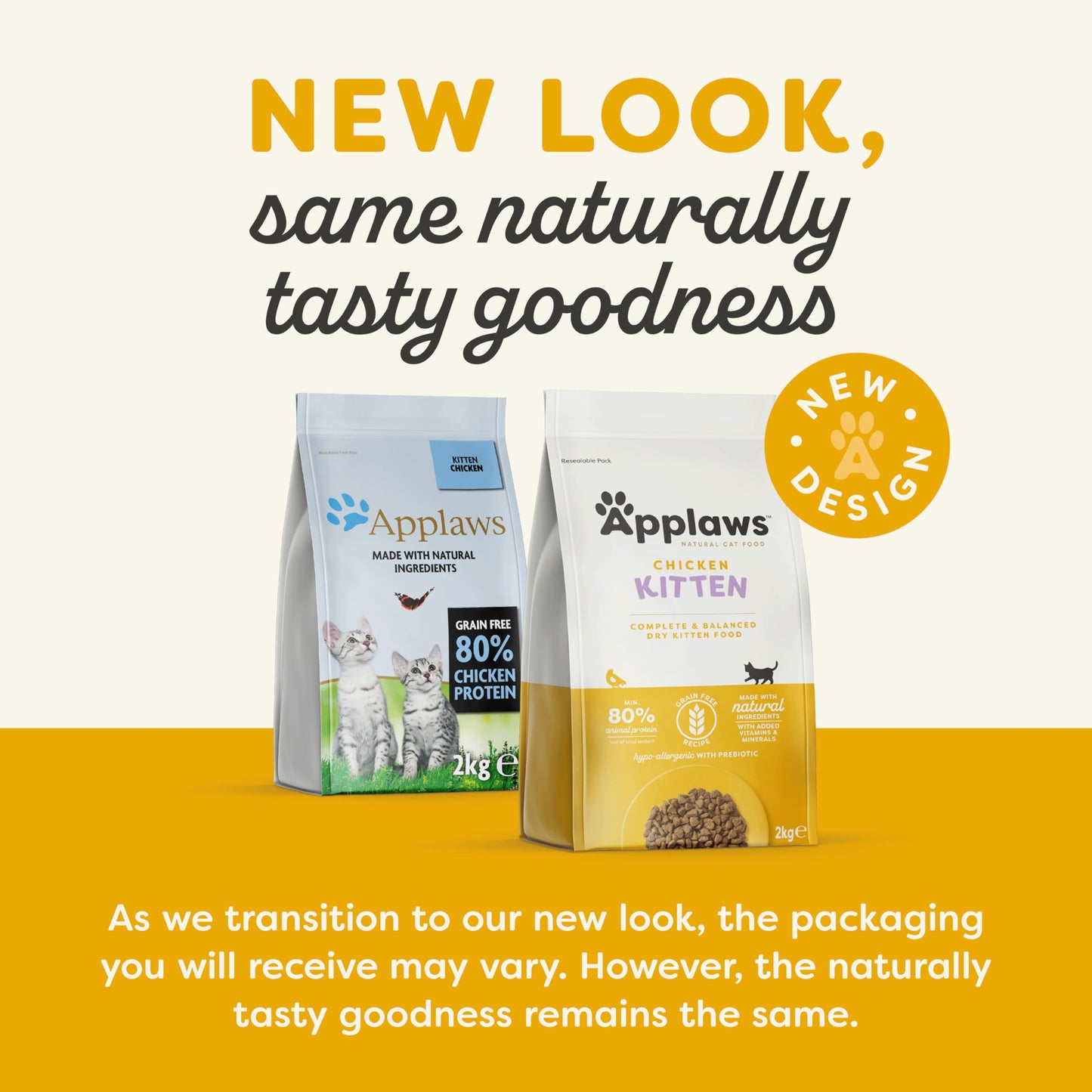 Applaws Alimento Seco Natural sin Granos para Gatitos, Pollo Natural - Bolsa Resellable de 2 kg