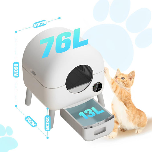 Arenero Eléctrico Autolimpiable para Gatos 89L - Control de App, Eliminación de Olores, Inteligente, para Varios Gatos