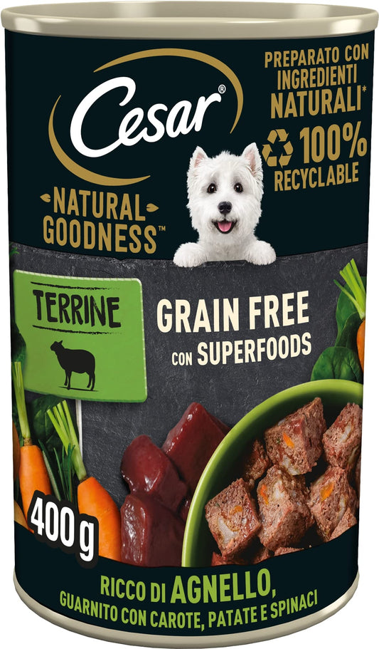 Cesar Natural Goodness - Comida húmeda para Perros con Sabor a Pollo y Verduras, 6 latas de 400 g, Total 2,4 kg
