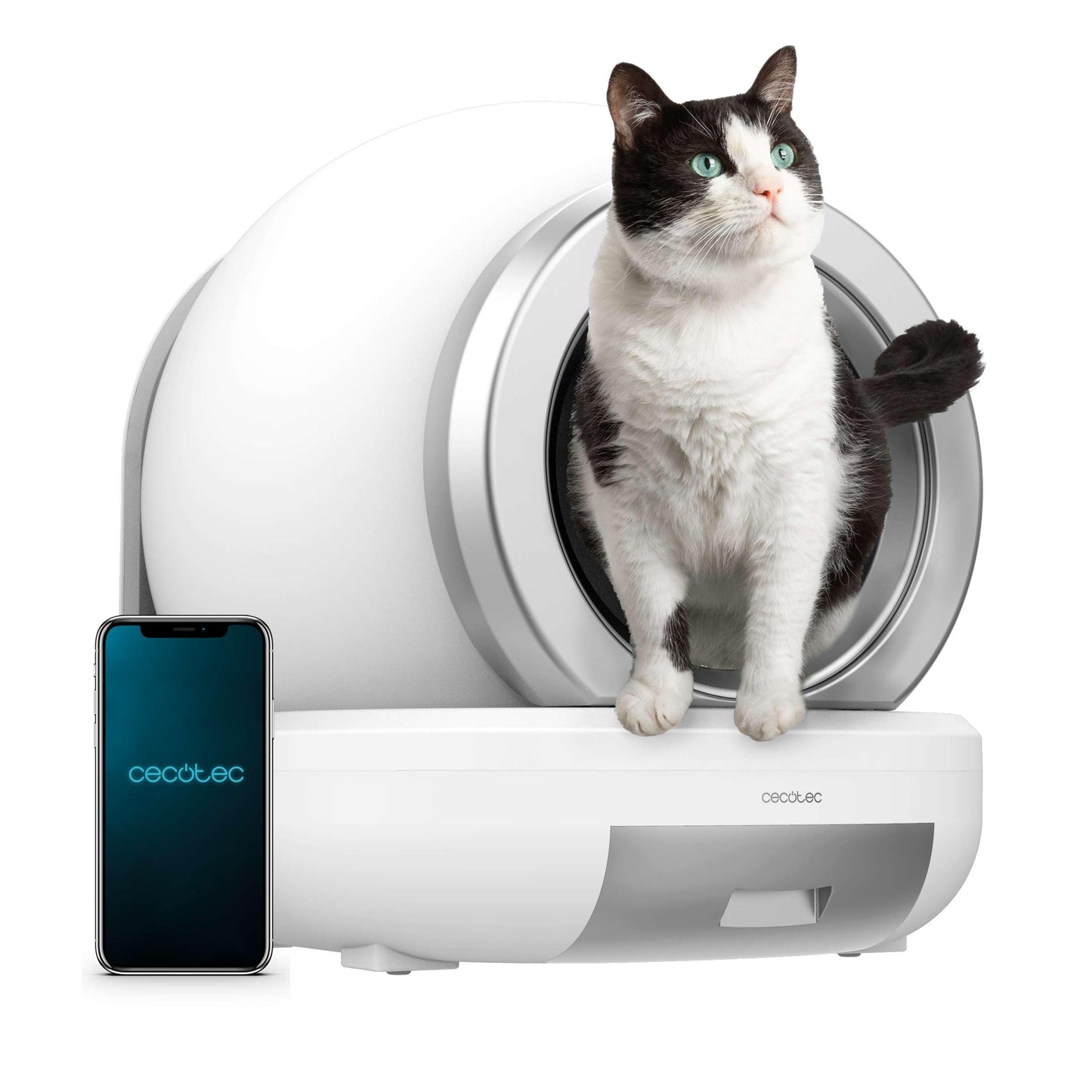 Cecotec Arenero Gatos Autolimpiable Pumba 8500 CleanKitty Smart. Triple Sistema de Desodorización, Control por WiFi y Pantalla, Silencioso y Seguro con Sensor de Infrarrojos, Cubo Interior 65L