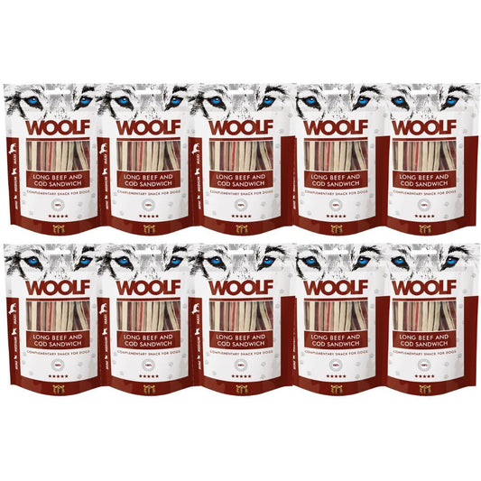 Pack De 10 Snacks Naturales para Perros | Sándwich Largo De Pato + Bacalao Sin Conservantes | Chuches Perros Naturales - Dog Treats Saludables con Omega 3 para Pelo Y Piel | 10x100g