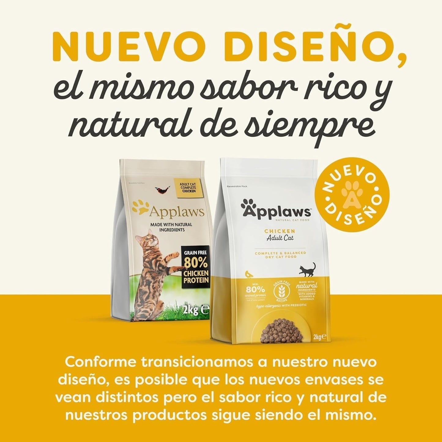 Applaws Alimento Seco Natural sin Granos para Gatitos, Pollo Natural - Bolsa Resellable de 2 kg