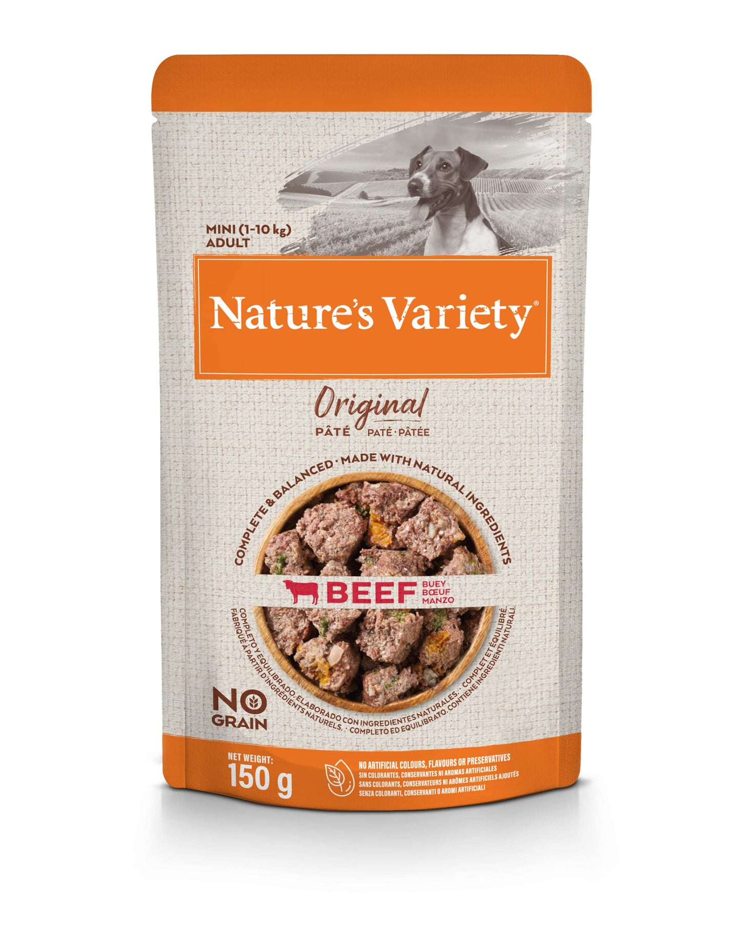 Nature's Variety Original No Grain - Paté para Perros Adultos Mini con Pollo - Caja 8 x 150 g