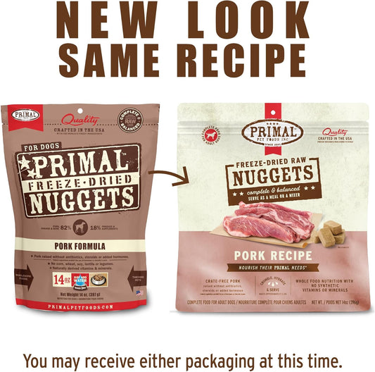 (Pork, 410ml) - Primal Pet Foods Freeze-Dried Nuggets Dog Food