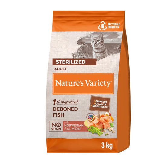 Nature's Variety No Grain Pienso para Gatos Esterilizados con Salmón Noruego - 1,25kg