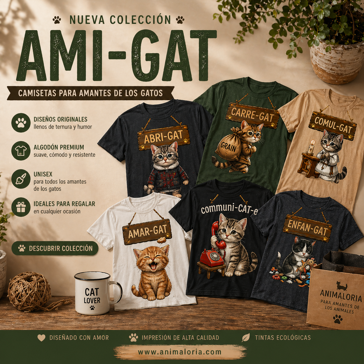 🐱 COLECCIÓN AMI-GAT – CAMISETAS ORIGINALES DE GATOS