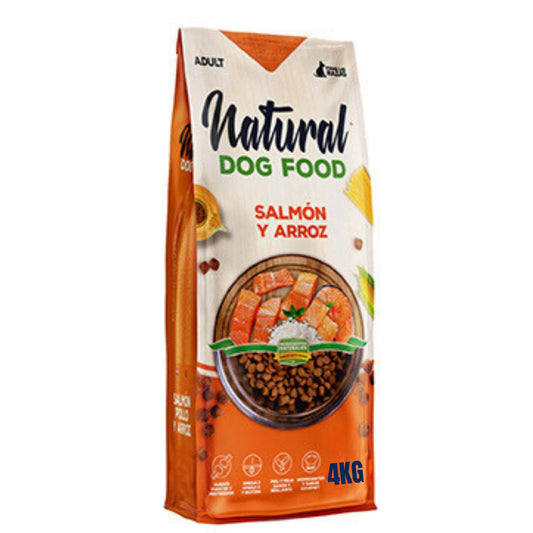Natural Dog Food SALMÓN Y ARROZ, Pienso Natural para Perros Adultos Grandes y pequeños, Alimento Todas Las Razas, Pienso Premium, Alimento seco para Perros (4 KG.)