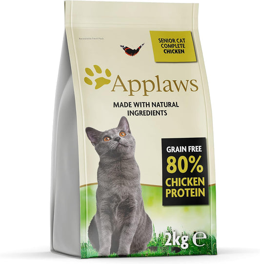 Applaws Natural Complete Dry Cat Food para gatos mayores, bolsa de 2 kg de sabor de pollo