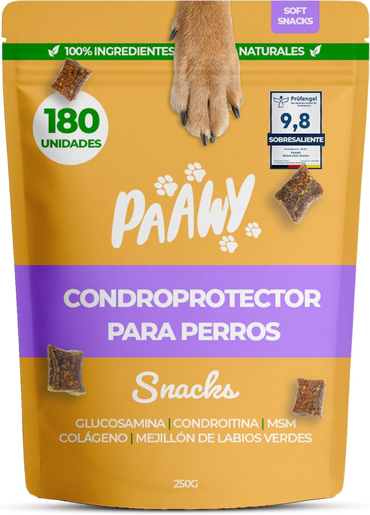Paawy Condroprotector Perros con Glucosamina, Condroitina, MSM I para Las Articulaciones de Perros I Antiinflamatorio para Perros Artrosis I Joint Care for Dogs I 250g Salmón